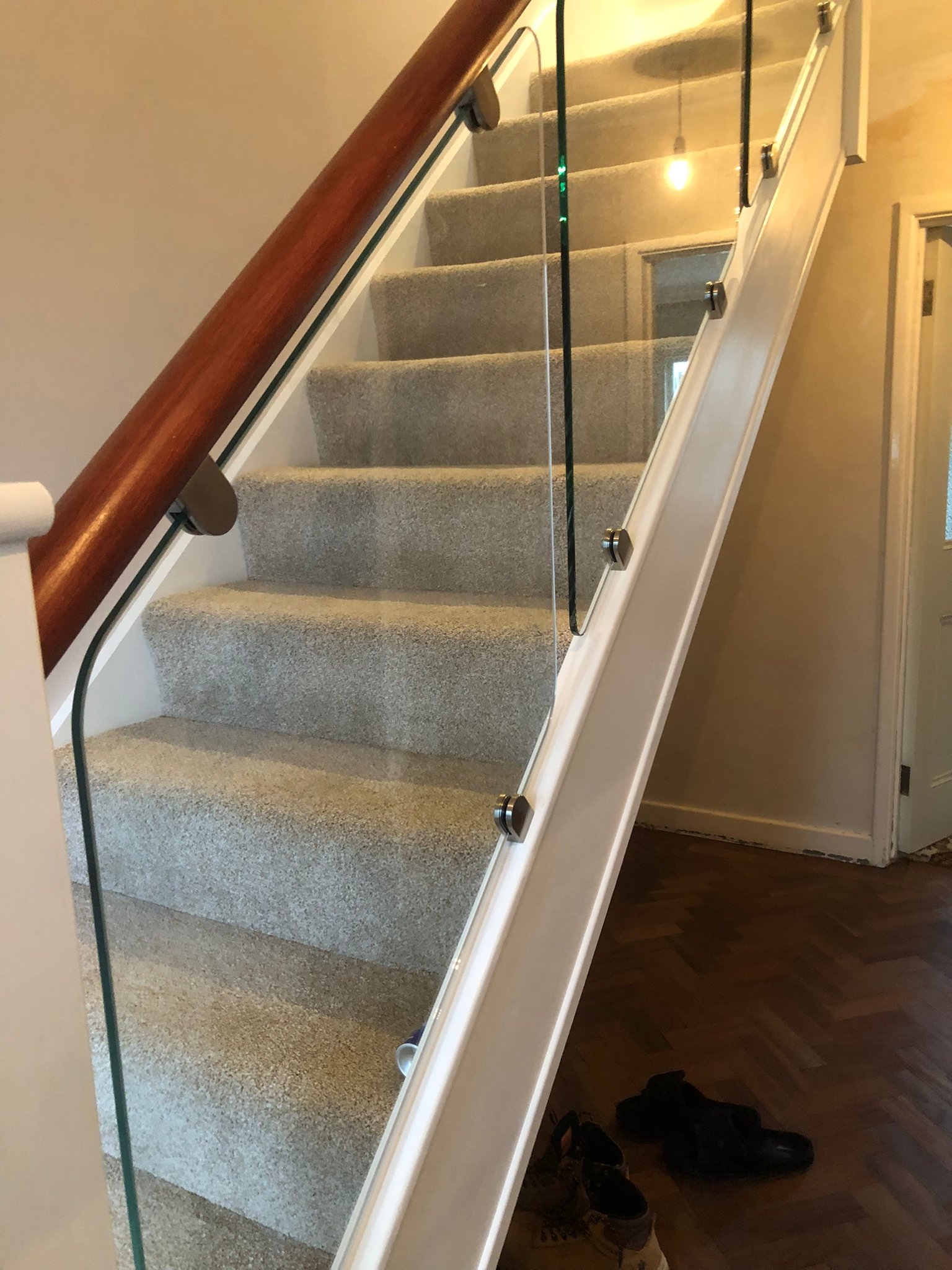 Staircase with glass Balustrade - Hertfordshire