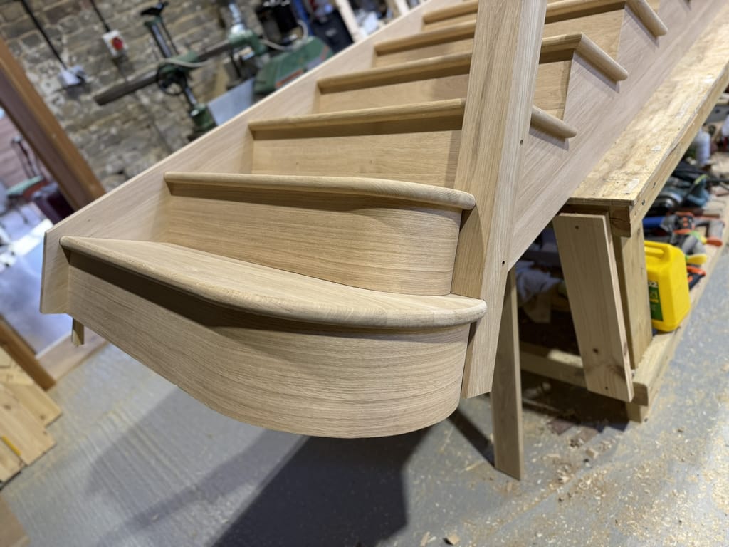 Oak cut string staircase hertfordshire 7