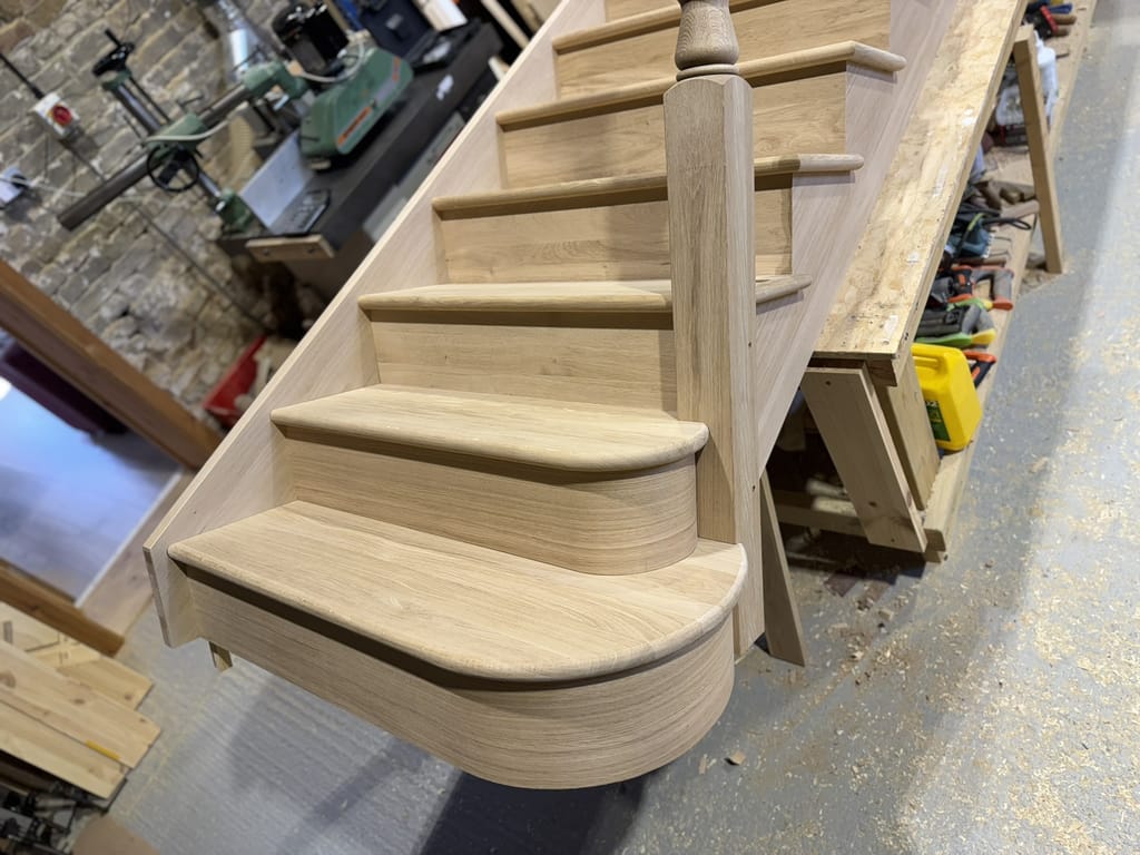 Oak cut string staircase hertfordshire 8