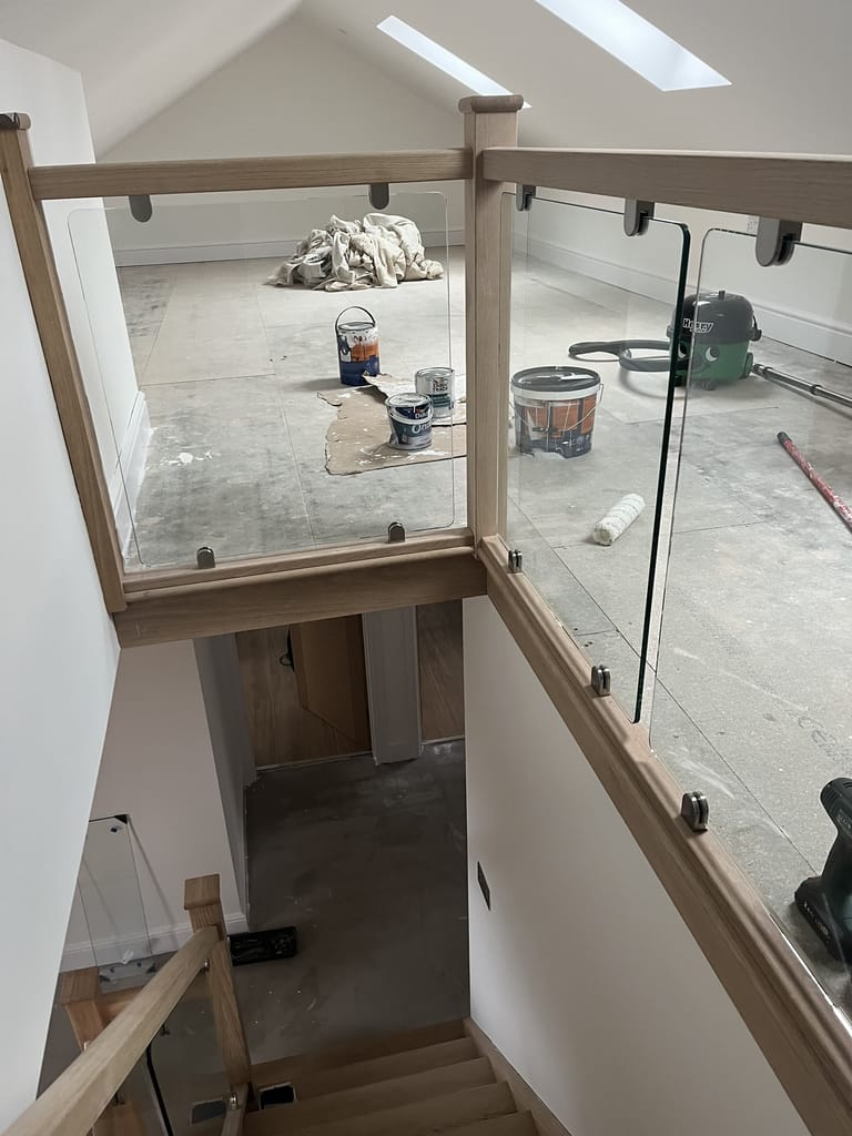 Oak stairs with glass balustrade 5