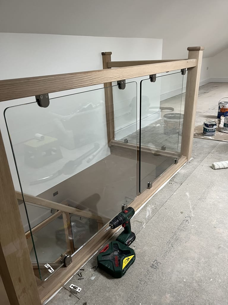 Oak stairs with glass balustrade 6