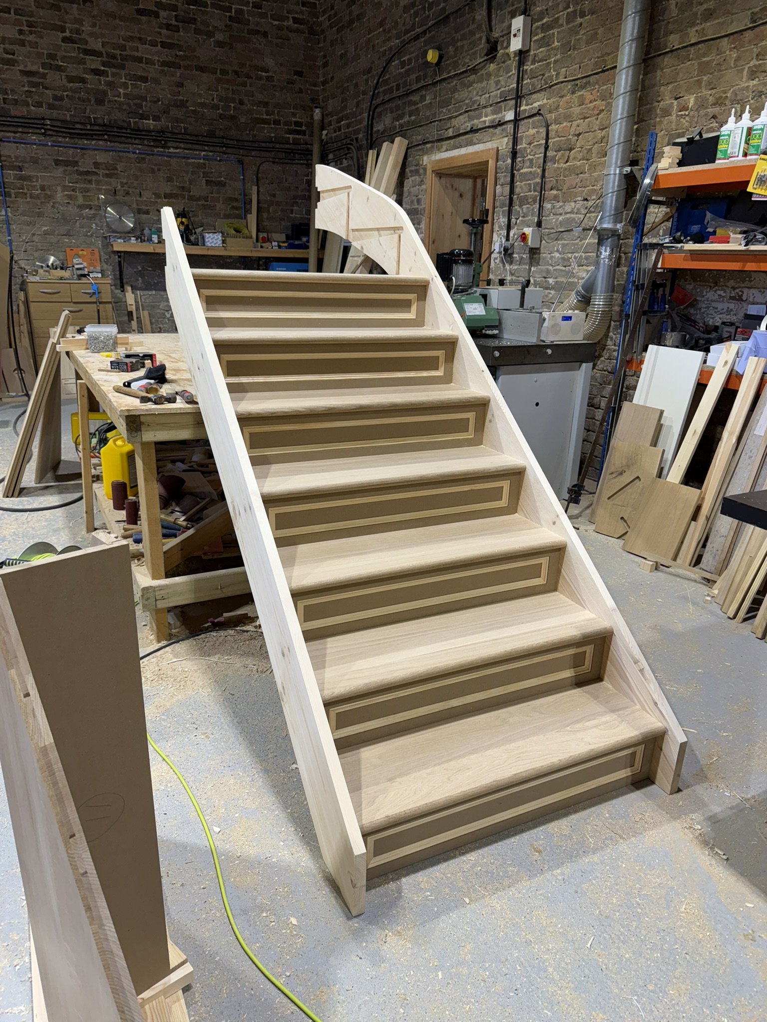 Oak treads with panelled riser staircase 4