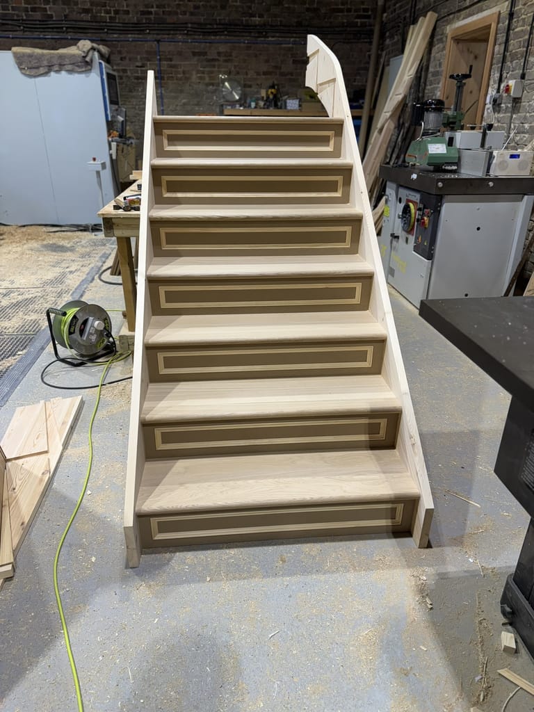 Oak treads with panelled riser staircase 5