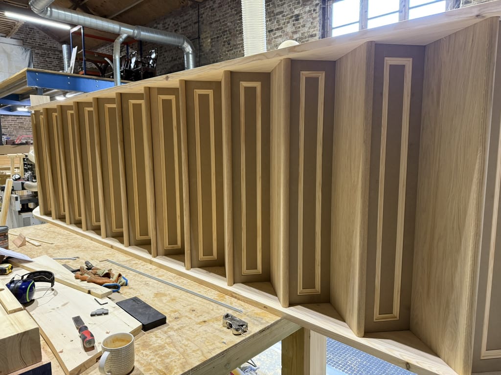 Oak treads with panelled riser staircase 7