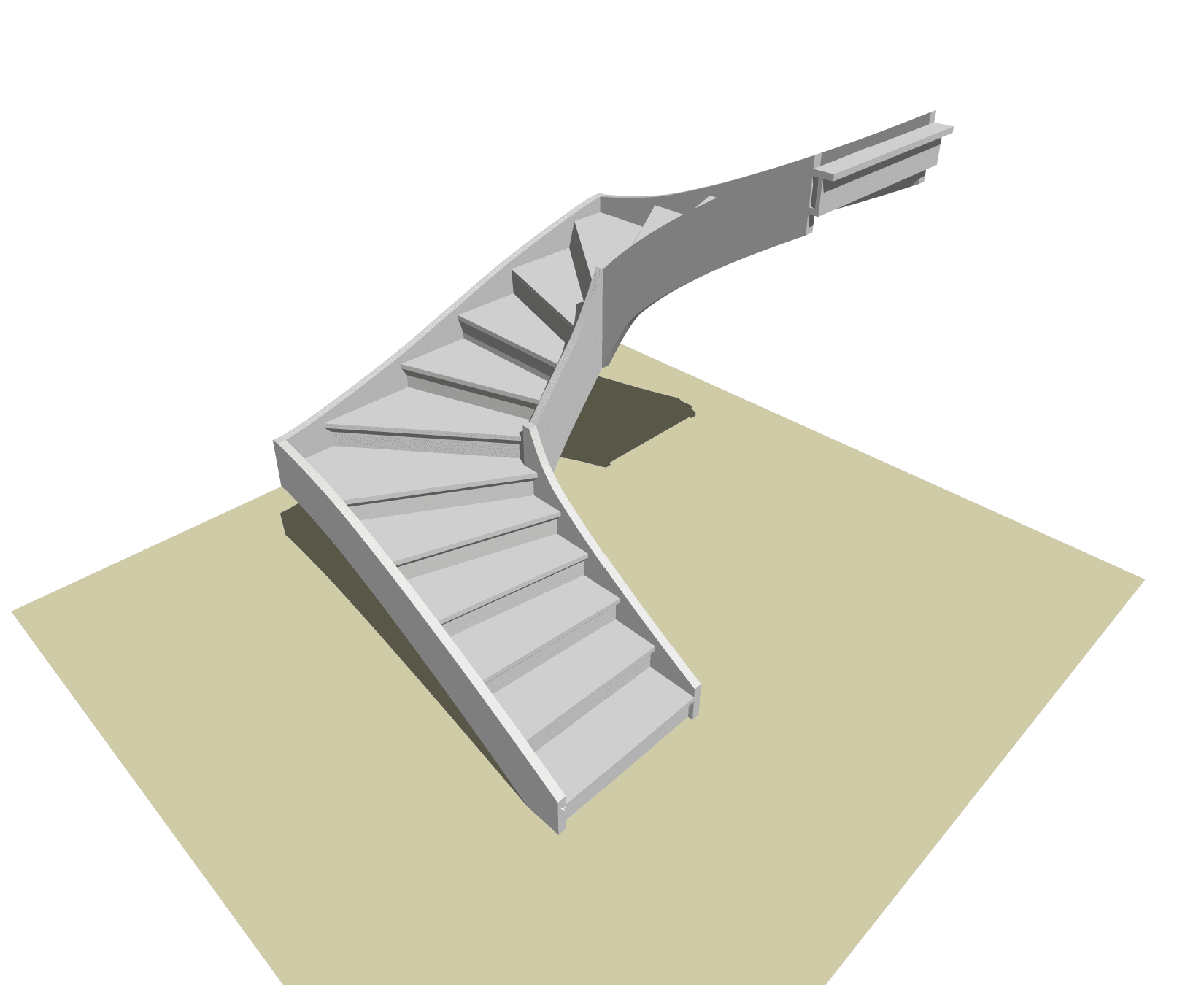 Half landing with winders staircase diagram