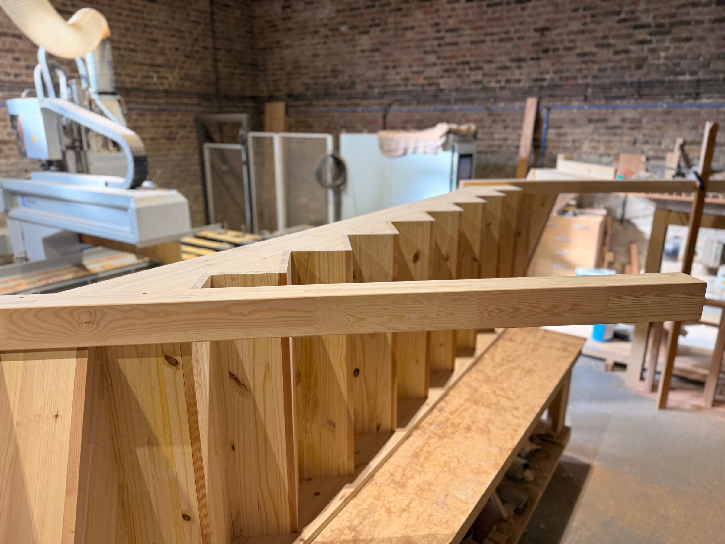 Softwood Cut String Staircase for Cladding – London